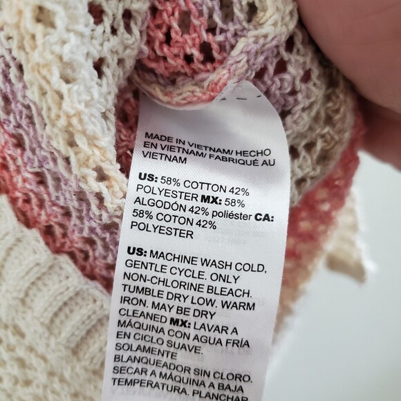 Chico's Women's Sweater XXL Multicolor Open Knit Striped Coastal Boho Minimalist - Picture 8 of 8